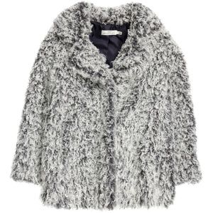 NWOT H&M light gray fuzzy faux fur coat, size 6